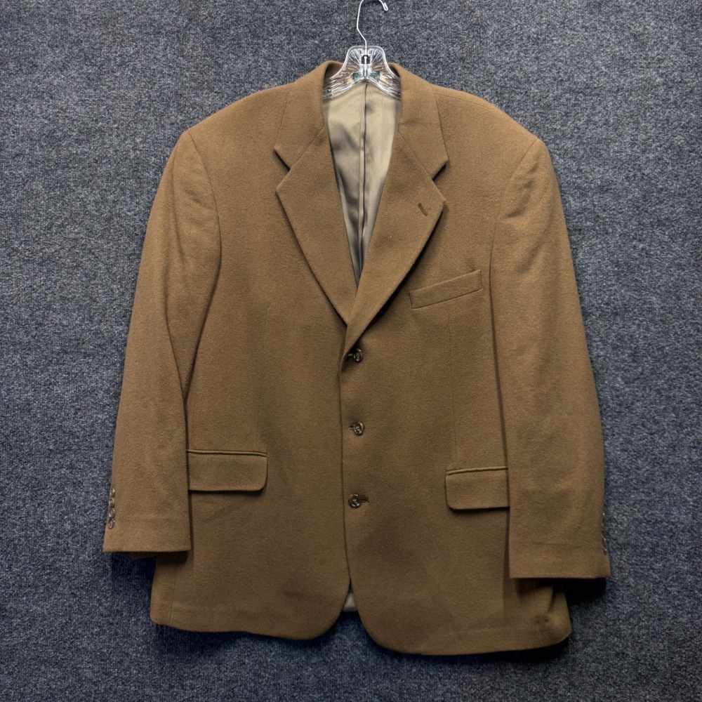 Evan-Picone Blazer Mens 44R Camel Tan Wool Blend 3-Button Sport Coat Academia